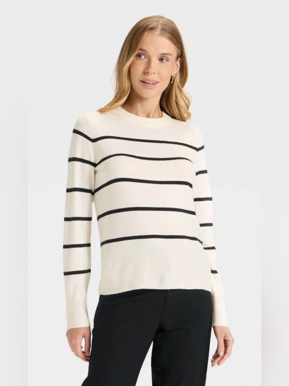 A New Day Cream and Black Striped Sweater